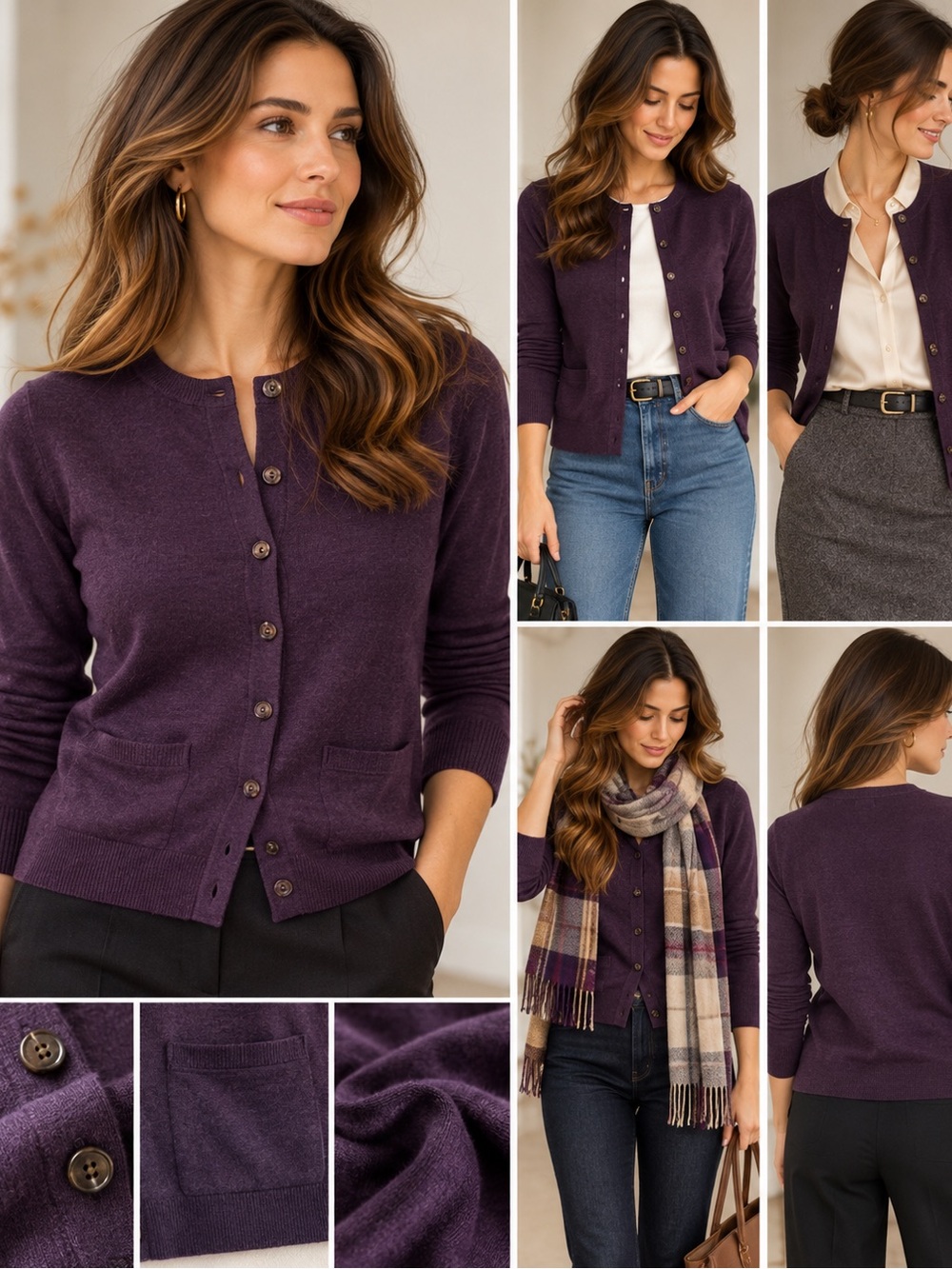 Banana Republic Merino Wool Purple Button Cardigan Sweater S Pockets